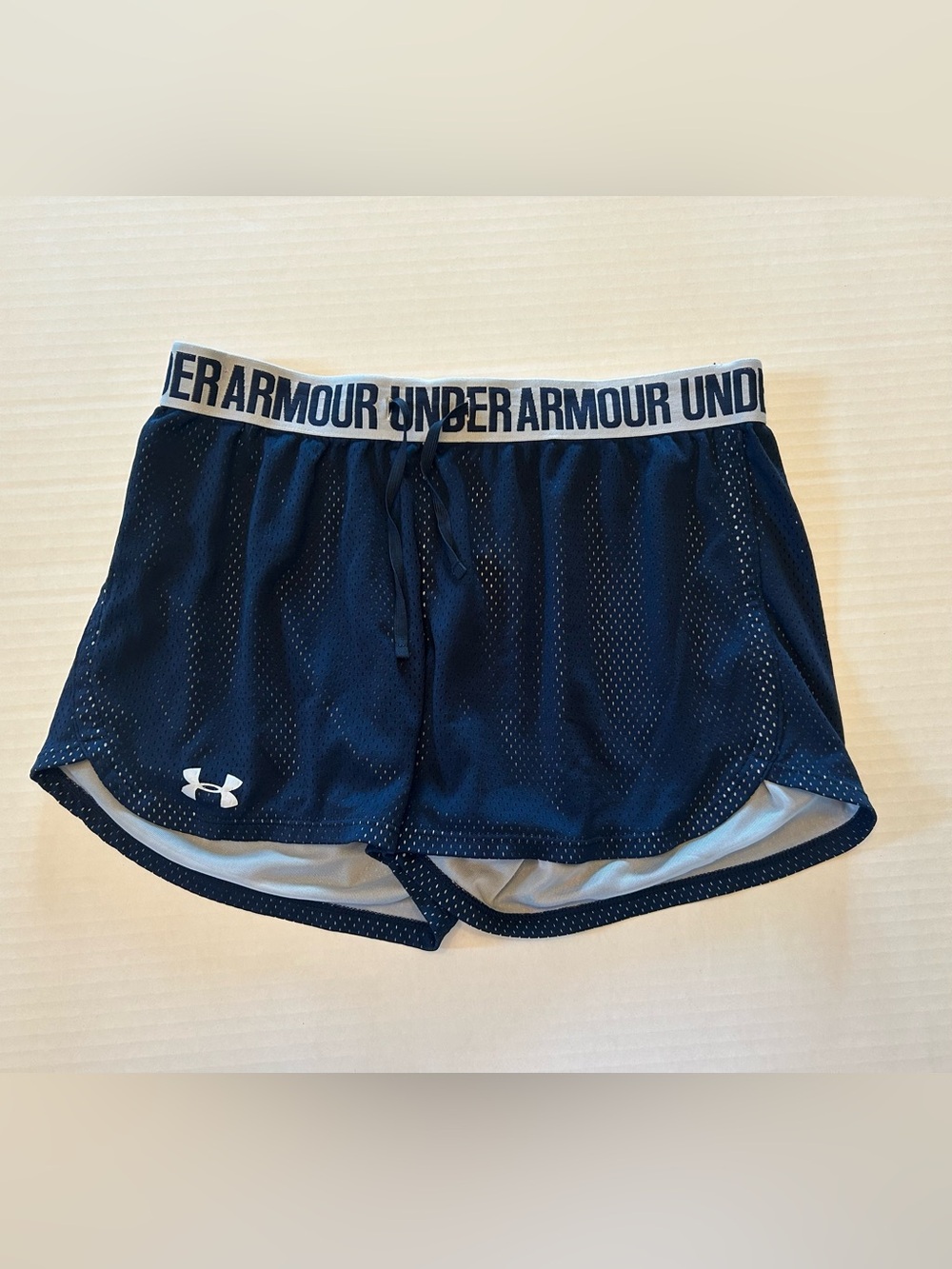 Under Armour Woman's Small Athletic Running Mesh Shorts Drawstring Blue